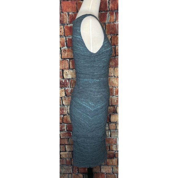 Anthropologie Bailey 44 Column Tiered Bodycon Lace Layer Small Dress Gray Green - Picture 2 of 6